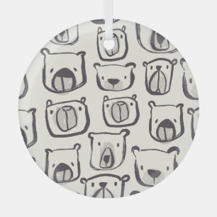 Cute bear, hand-drawn seamless pattern. glass tree decoration