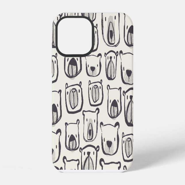 Cute bear, hand-drawn seamless pattern. iPhone case (Back)