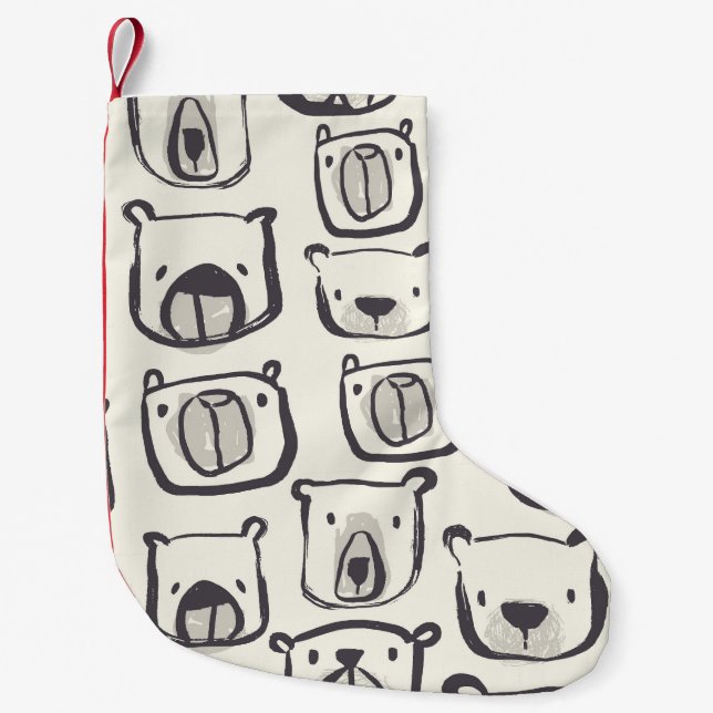 Cute bear, hand-drawn seamless pattern. small christmas stocking (Front)