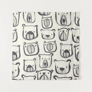 Cute bear, hand-drawn seamless pattern. tapestry