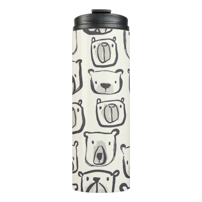 Cute bear, hand-drawn seamless pattern. thermal tumbler (Front)