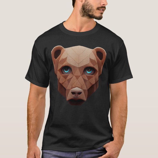 Cute Bear Head Polygon Low Poly Bears 1 T-Shirt (Front)