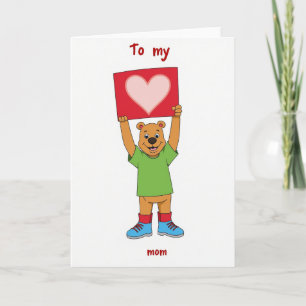 Cute Bear Heart Mom Card