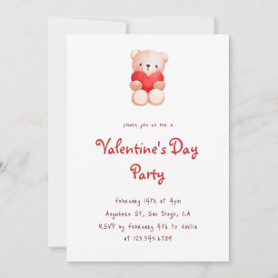Cute Bear Hearts Valentine's Day Party Invitation