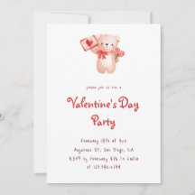 Cute Bear Hearts Valentine's Day Party Invitation