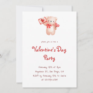 Cute Bear Hearts Valentine's Day Party Invitation