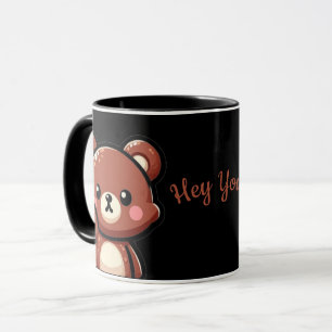 Cute Bear Hey You Mug Kawaii Black Coffee Cup