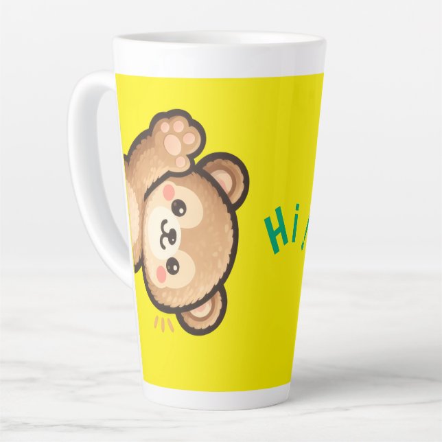Cute Bear Hi Latte Mug | Kawaii Coffee Cup (Left Angle)