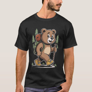 Cute Bear Hiking Adventure Backpack Forest Animal T-Shirt