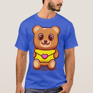 Cute Bear Holding Envelope Cartoon T-Shirt
