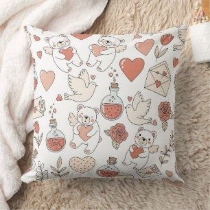 Cute Bear Holding Heart -- Pastel Nursery (11) Cushion
