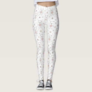 Cute Bear Holding Heart -- Pastel Nursery Leggings