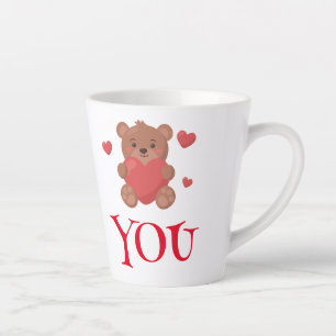 Cute Bear holding heart Valentine Latte Mug