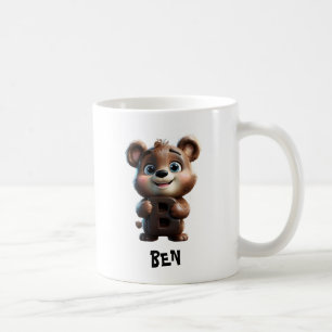 Cute Bear Holding Letter B Coffee Mug