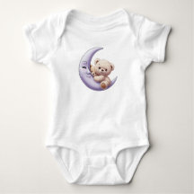 Cute Bear holding Moon - Baby one-Piece