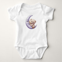 Cute Bear holding Moon - Baby one-Piece