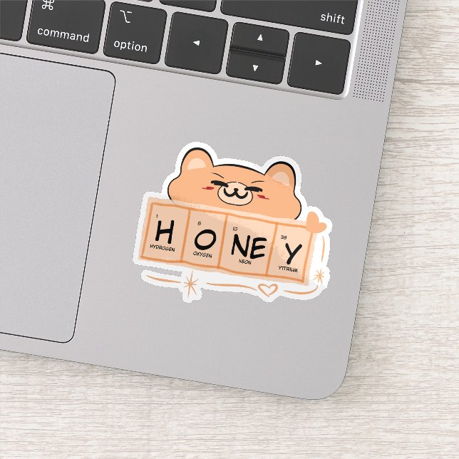 Cute Bear "Honey" Vinyl Sticker (Detail)