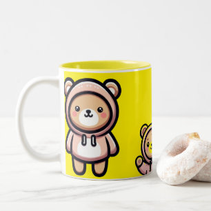 Cute Bear Hoodie Yellow Mug   Kawaii Coffee Cup