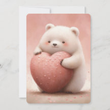 Cute Bear Hugging a Pink Heart