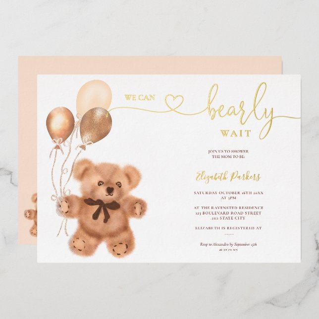 Cute bear illustration bearly wait baby shower  (Front/Back)