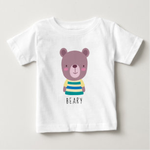 Cute Bear Illustration - Customisable Baby T-Shirt