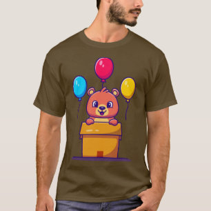 Cute Bear In Box With Balloons T-Shirt