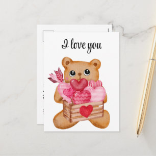 Cute bear in love full of love holiday postcard
