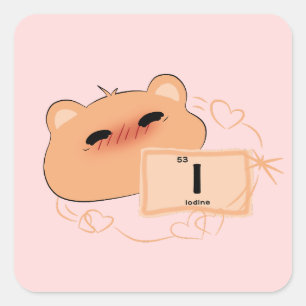 Cute Bear In Love  Square Sticker