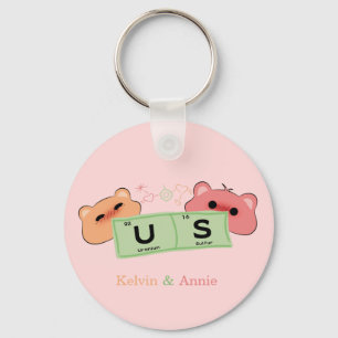 Cute Bear In Love "Us" Personalise Couple Keychain
