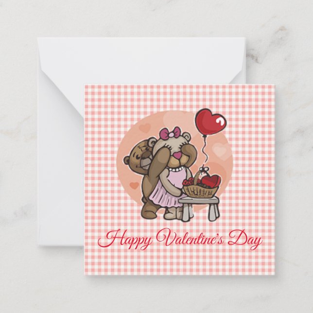 Cute Bear In Love Valentine's Day Card (Front)