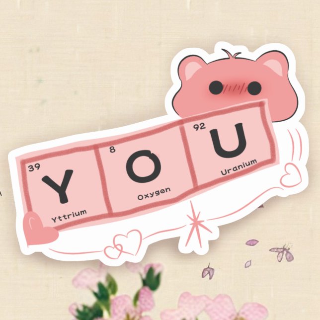 Cute Bear In Love "You" Vinyl Sticker (Creator Uploaded)