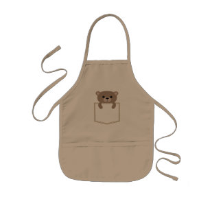 cute bear in pocket kids apron