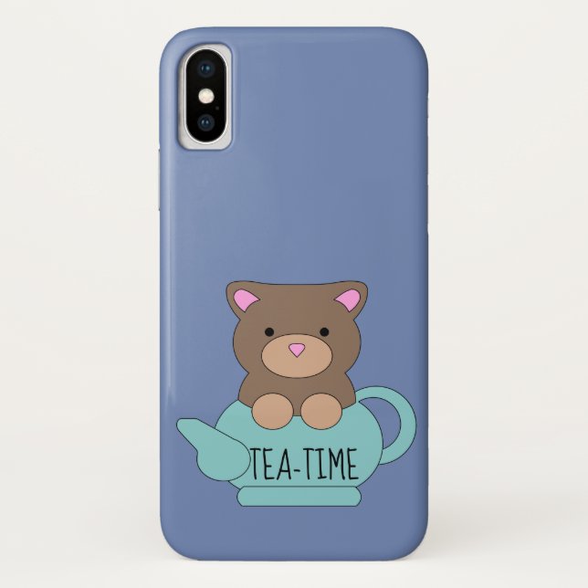 Cute Bear in Pretty Teapot Blue Case (Back)