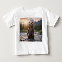 Cute Bear in the Mountains Baby T-Shirt