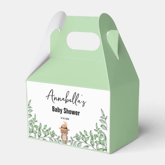 Cute Bear in the Wood Baby Shower  Favour Box (Front Side)