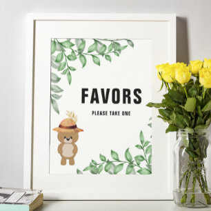 Cute Bear In the Wood Favours Baby Shower Poster