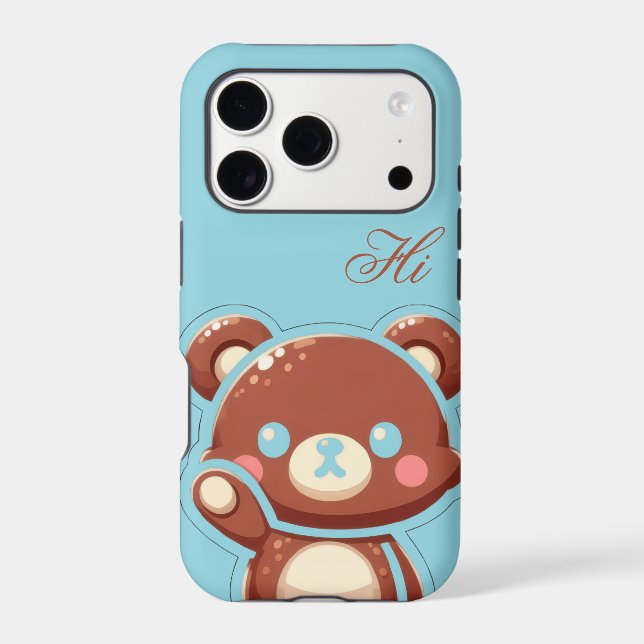 Cute Bear iPhone Case –Blue Teddy Bear Phone Cover (Back)