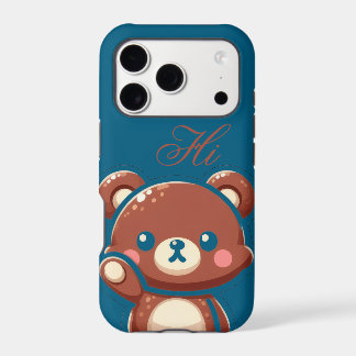 Cute Bear iPhone Case – Teal Blue Teddy Bear cover