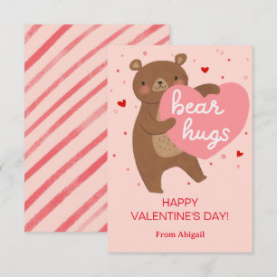 Cute Bear Kids Classroom Valentine Note Card