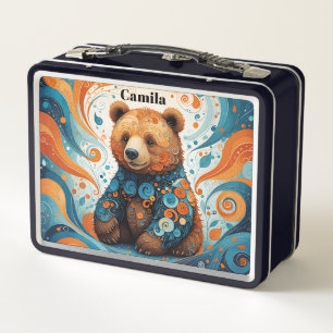 Cute Bear Kid's Metal Lunch Box