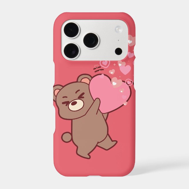 Cute Bear Love iPhone Case – Adorable Pink pro17 (Back)