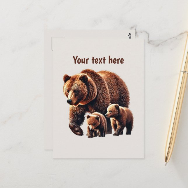 Cute bear lovers customisable  postcard (Front/Back In Situ)
