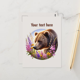 Cute bear lovers customisable postcard