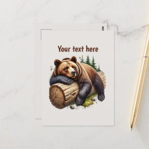 Cute bear lovers customisable postcard
