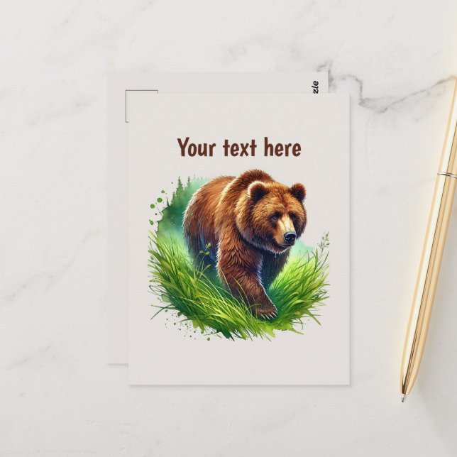 Cute bear lovers customisable  postcard (Front/Back In Situ)