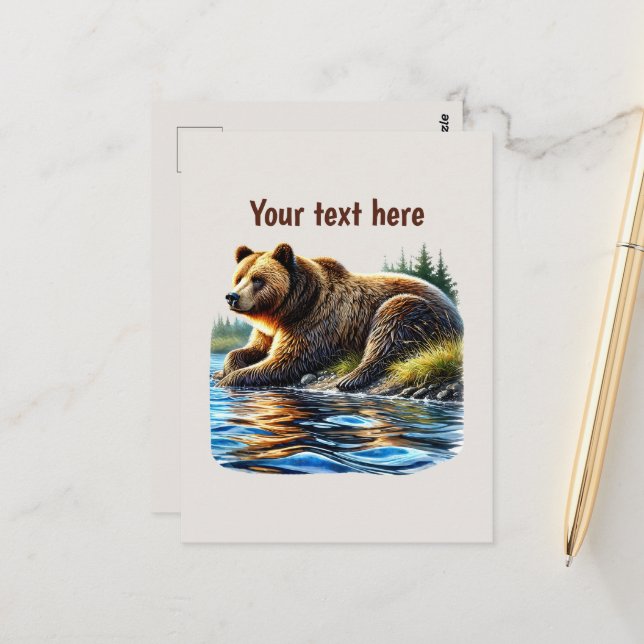 Cute bear lovers customisable  postcard (Front/Back In Situ)