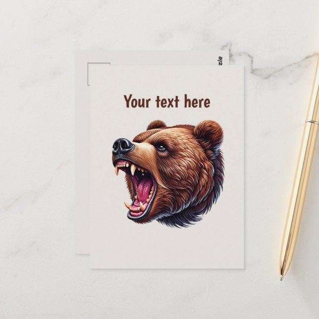 Cute bear lovers customisable postcard (Front/Back In Situ)