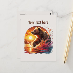 Cute bear lovers customisable postcard