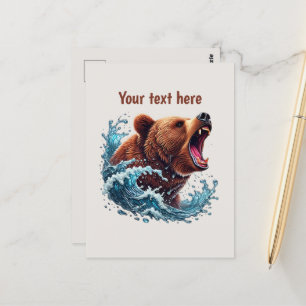 Cute bear lovers customisable postcard
