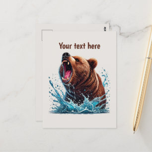 Cute bear lovers customisable postcard